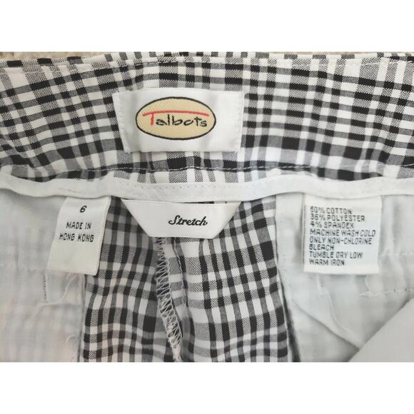 Talbots ~Woman Size 6~ White/Brown Plated Print Stretch Cotton Blend Pants Crop. - Picture 11 of 12